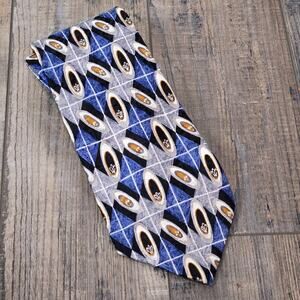 Burma Bibas All Silk Neck Tie Geometric Print Blue Gray Retro Surreal